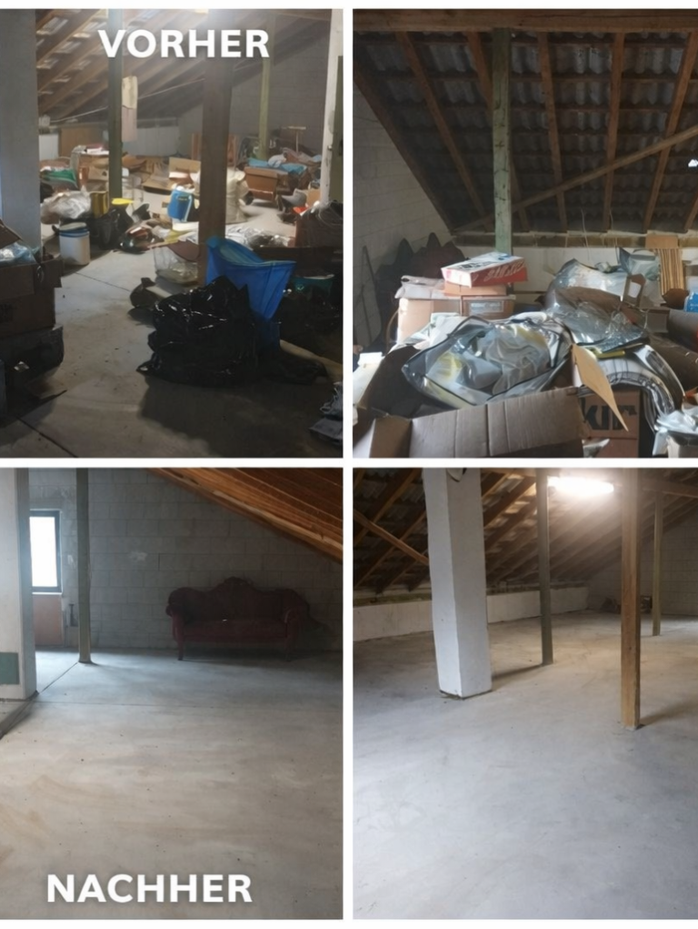 Dachboden Entrümpelung vorher und nachher